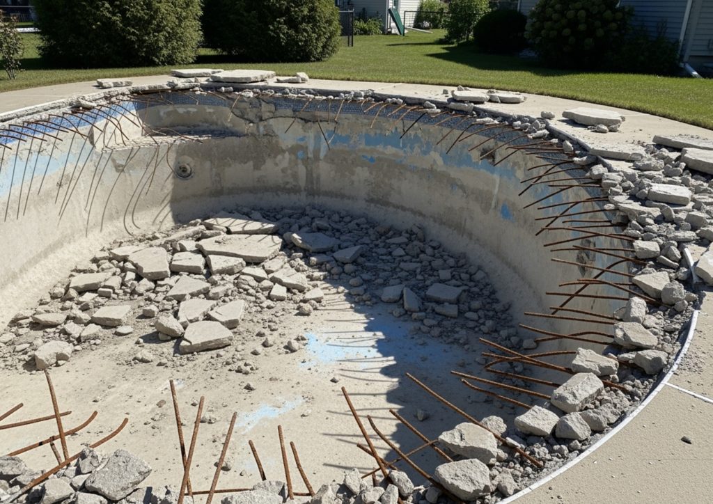 Troon North Pool Removal and Infill: Concrete, Rebar, and Decking Hauling
